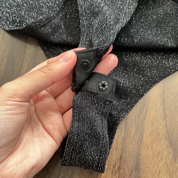 Fashion Nova Sparkly Black Tie Strap Tank Bodysuit - Picture 7 of 15